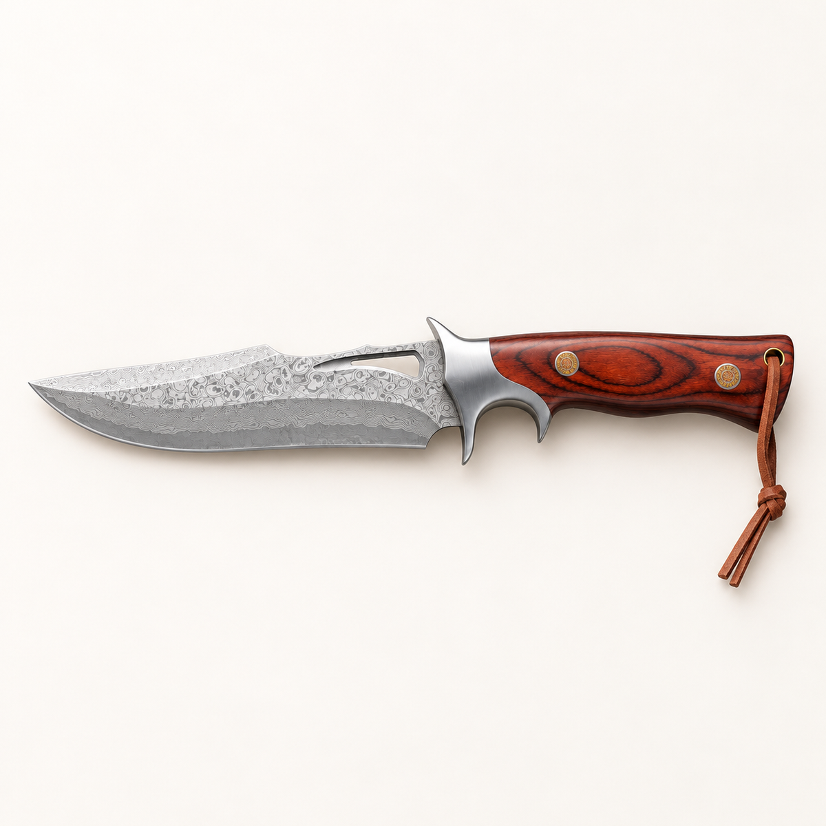 Damascus Friluftkniv - Kampanje pris - Gratis Frakt – hele kniven på varm, lys bakgrunn